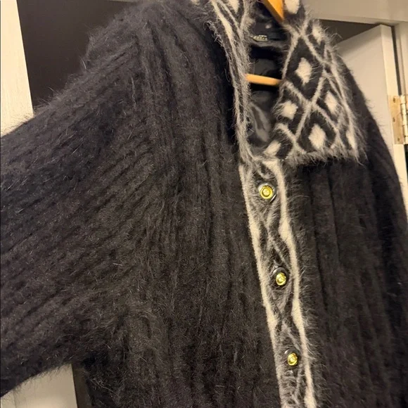 Elegant angora Black Long Sweater Coat size Xl tall